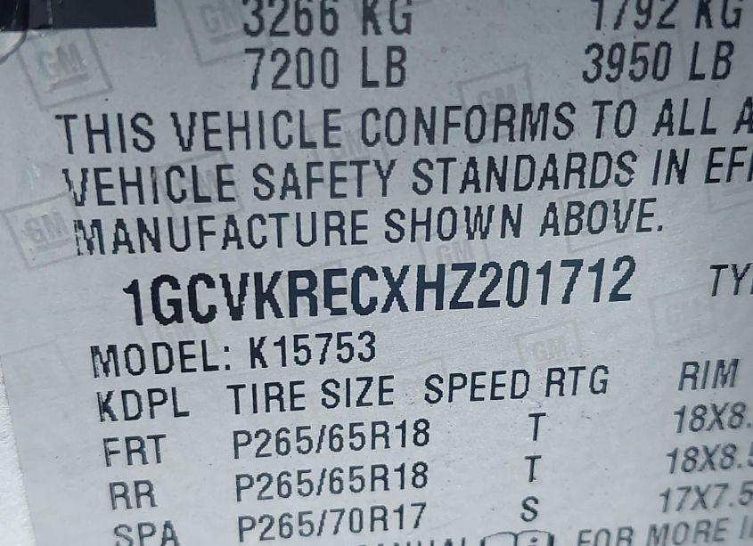 Photo 9 of 2017 Chevrolet Silverado 1500 1LT (VIN 1GCVKRECXHZ201712)