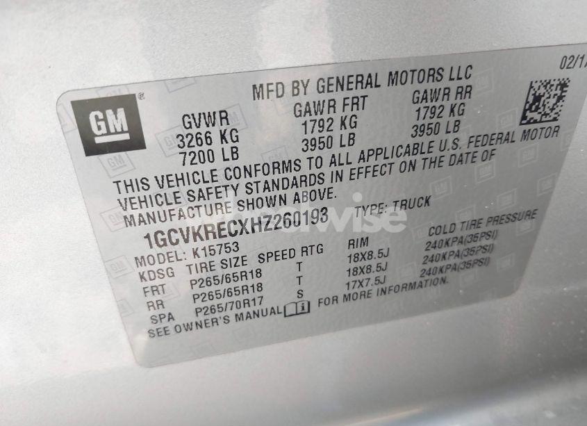 Photo 9 of 2017 Chevrolet Silverado 1500 1LT (VIN 1GCVKRECXHZ260193)