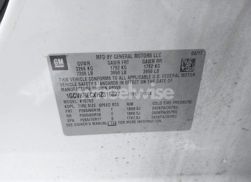 Photo 9 of 2017 Chevrolet Silverado 1500 1LT (VIN 1GCVKRECXHZ316827)