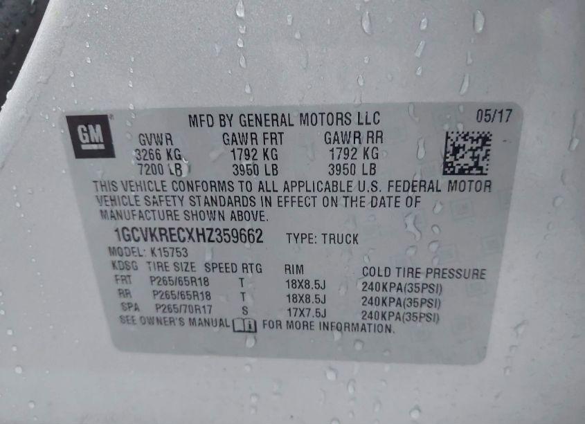 Photo 9 of 2017 Chevrolet Silverado 1500 2LT (VIN 1GCVKRECXHZ359662)