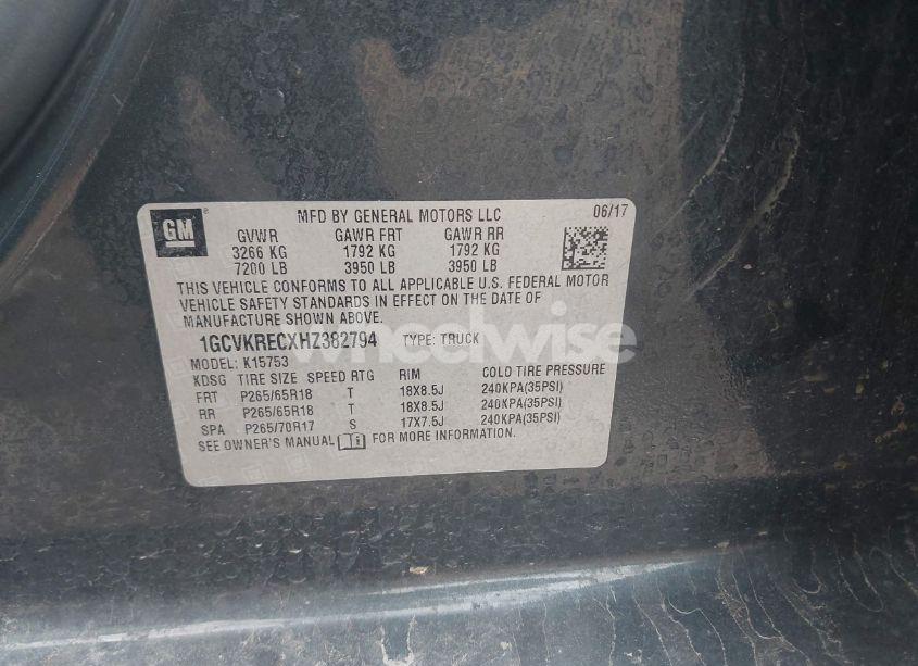 Photo 9 of 2017 Chevrolet Silverado 1500 1LT (VIN 1GCVKRECXHZ382794)