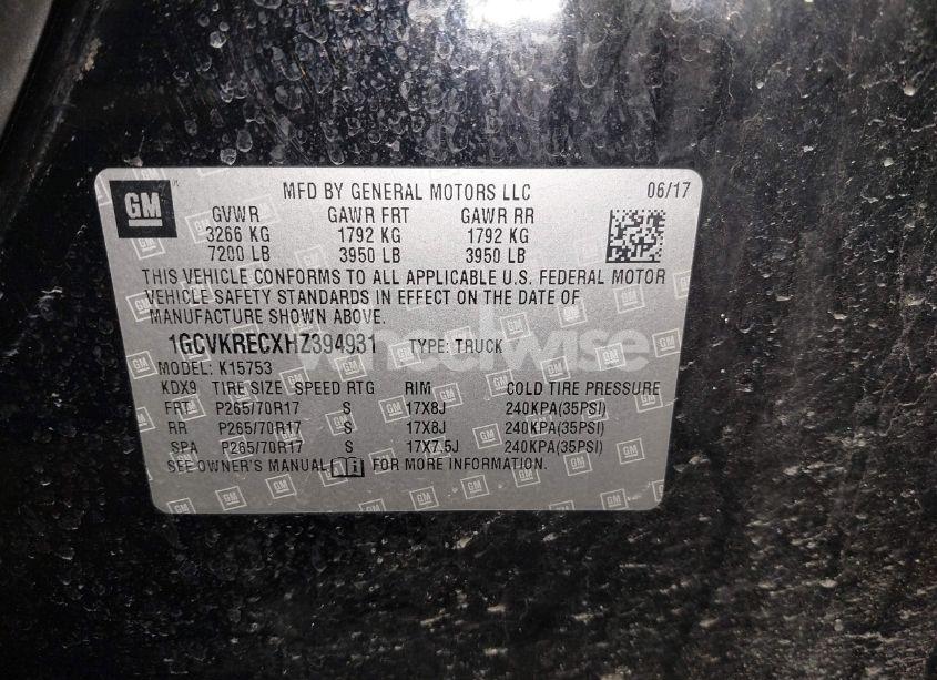 Photo 9 of 2017 Chevrolet Silverado 1500 1LT (VIN 1GCVKRECXHZ394931)