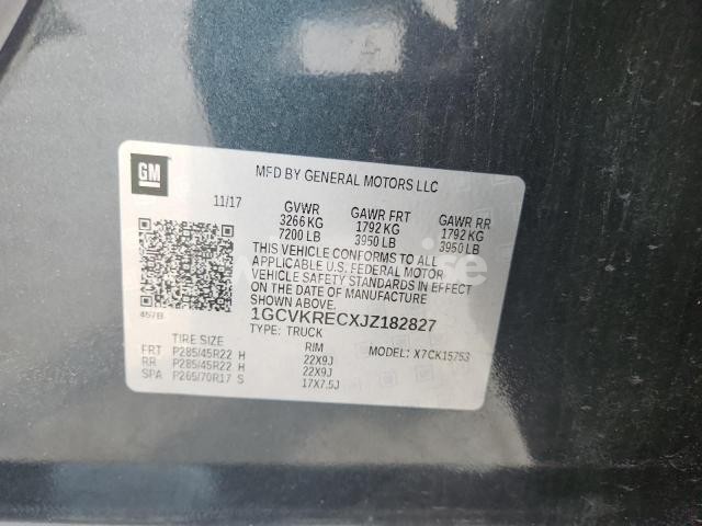 Photo 9 of 2018 CHEVROLET SILVERADO K1500 LT N/A (VIN 1GCVKRECXJZ182827)