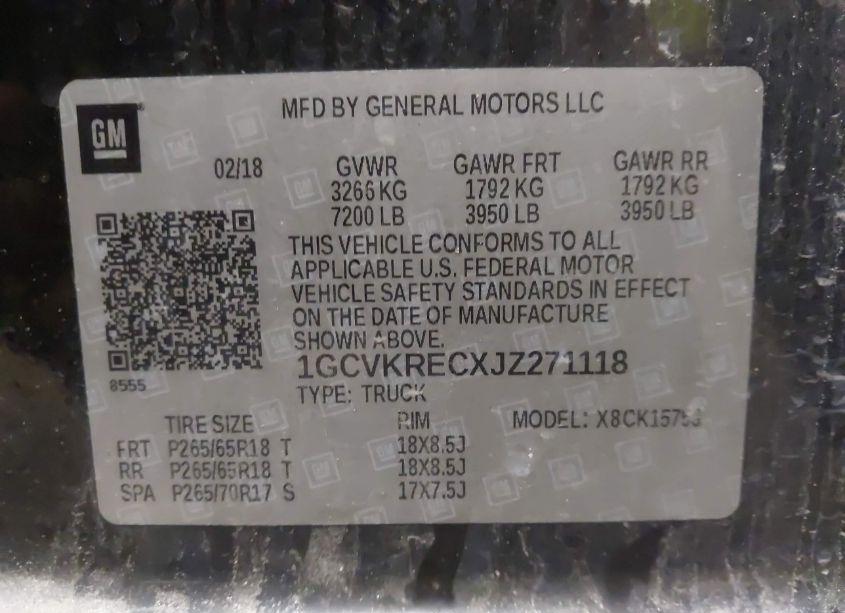 Photo 9 of 2018 Chevrolet Silverado 1500 2LT (VIN 1GCVKRECXJZ271118)