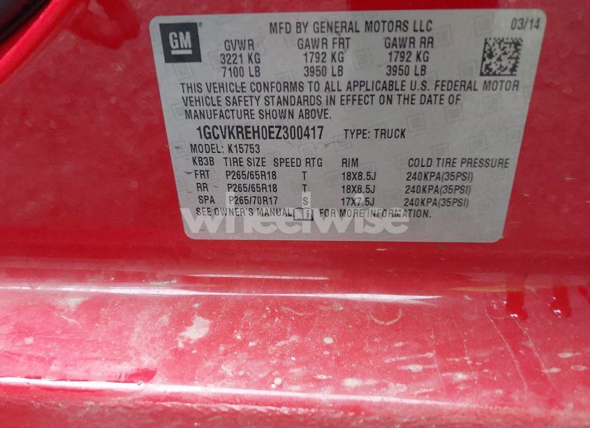 Photo 9 of 2014 Chevrolet Silverado 1500 2LT (VIN 1GCVKREH0EZ300417)