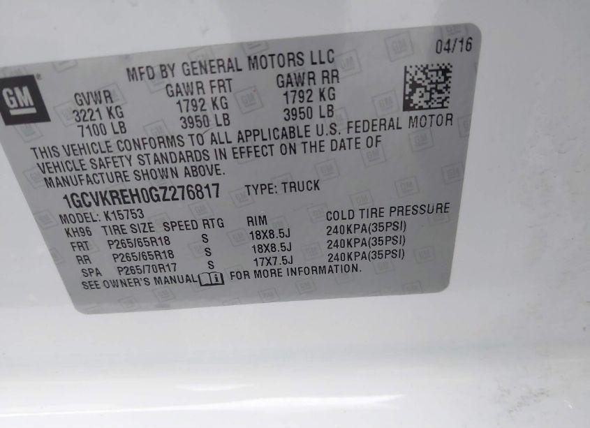 Photo 9 of 2016 Chevrolet Silverado 1500 2LT (VIN 1GCVKREH0GZ276817)