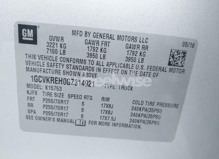 Photo 9 of 2016 Chevrolet Silverado 1500 1LT (VIN 1GCVKREH0GZ314921)