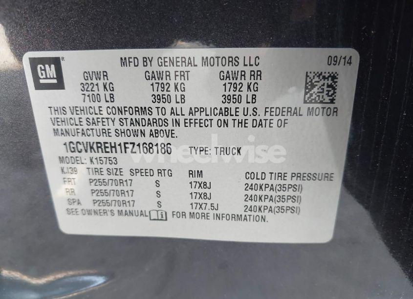 Photo 9 of 2015 Chevrolet Silverado 1500 1LT (VIN 1GCVKREH1FZ168186)