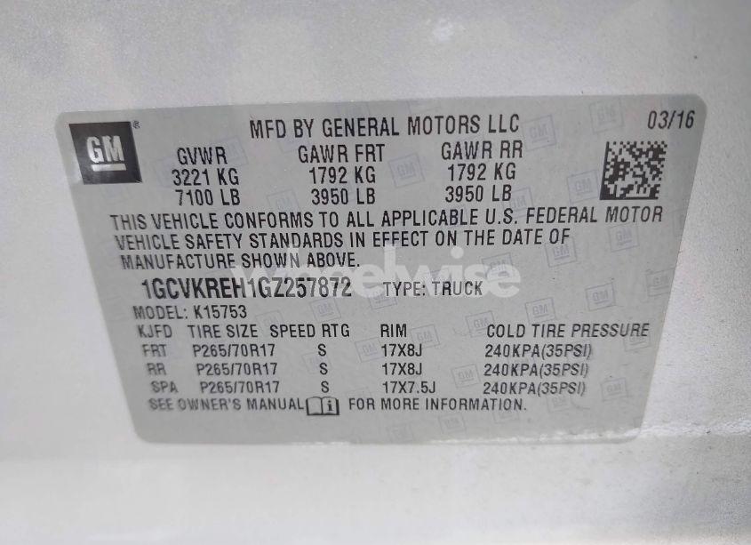 Photo 9 of 2016 Chevrolet Silverado 1500 LT (VIN 1GCVKREH1GZ257872)