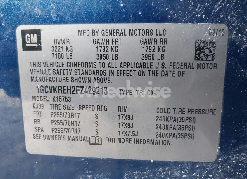 Photo 9 of 2015 Chevrolet Silverado 1500 1LT (VIN 1GCVKREH2FZ429213)