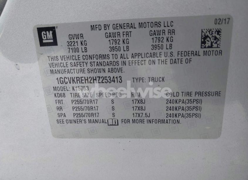 Photo 9 of 2017 Chevrolet Silverado 1500 1LT (VIN 1GCVKREH2HZ253413)