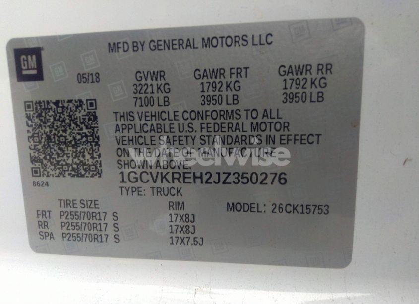 Photo 9 of 2018 Chevrolet Silverado 1500 1LT (VIN 1GCVKREH2JZ350276)