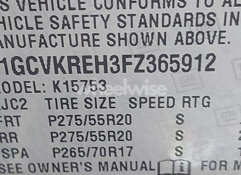 Photo 9 of 2015 Chevrolet Silverado 1500 1LT (VIN 1GCVKREH3FZ365912)