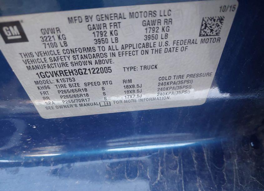 Photo 9 of 2016 Chevrolet Silverado 1500 1LT (VIN 1GCVKREH3GZ122005)