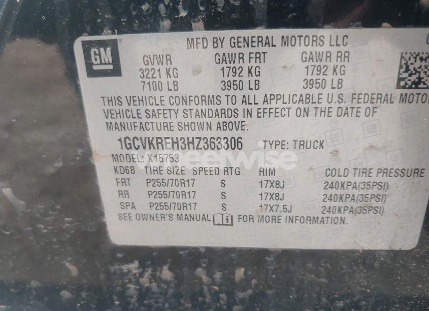 Photo 9 of 2017 Chevrolet Silverado 1500 1LT (VIN 1GCVKREH3HZ363306)