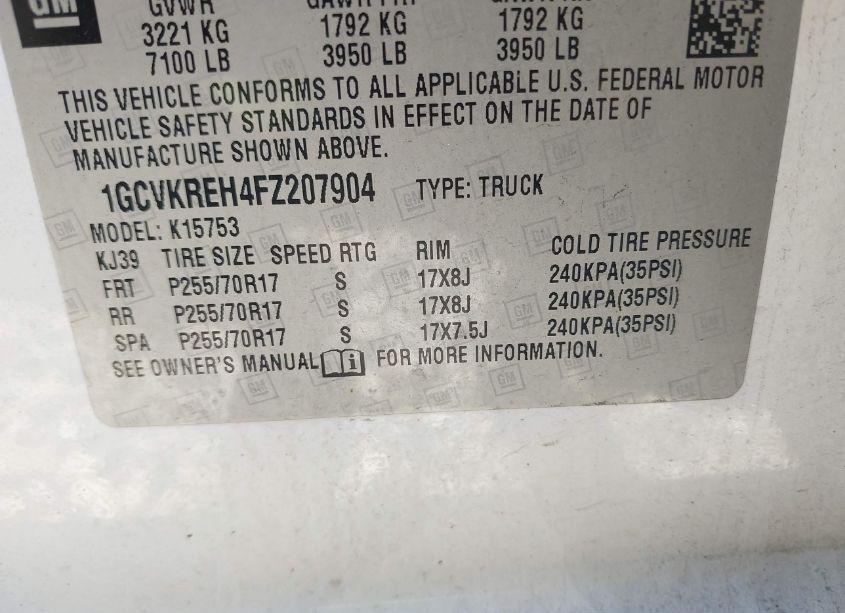 Photo 9 of 2015 Chevrolet Silverado 1500 1LT (VIN 1GCVKREH4FZ207904)