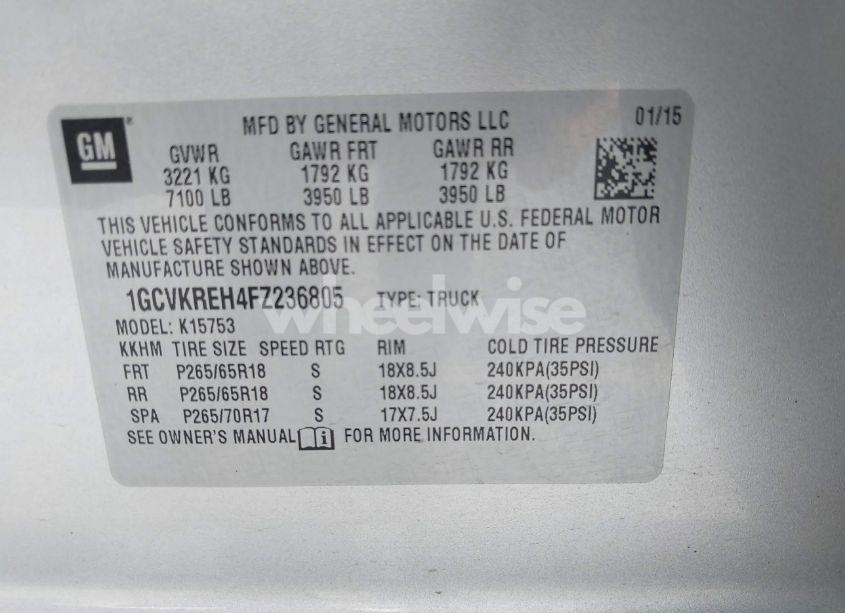 Photo 9 of 2015 Chevrolet Silverado 1500 1LT (VIN 1GCVKREH4FZ236805)