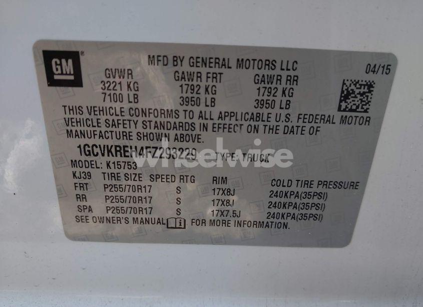 Photo 9 of 2015 Chevrolet Silverado 1500 1LT (VIN 1GCVKREH4FZ293229)