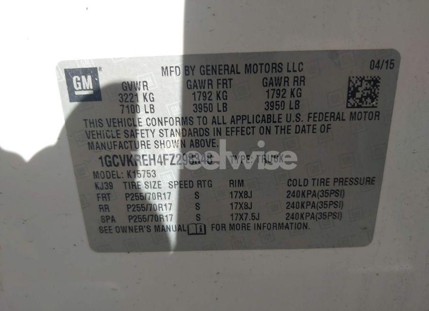 Photo 9 of 2015 Chevrolet Silverado 1500 1LT (VIN 1GCVKREH4FZ298348)