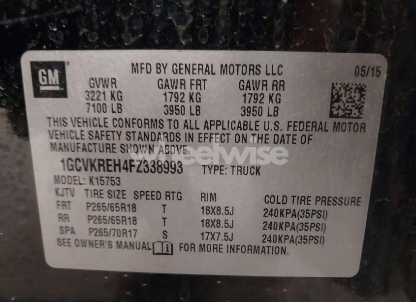 Photo 9 of 2015 Chevrolet Silverado 1500 2LT (VIN 1GCVKREH4FZ338993)