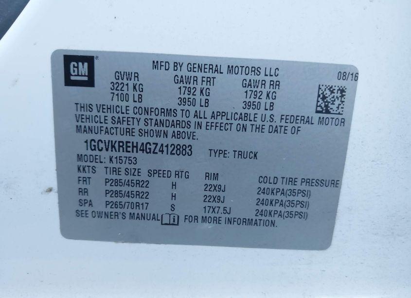 Photo 9 of 2016 Chevrolet Silverado 1500 2LT (VIN 1GCVKREH4GZ412883)