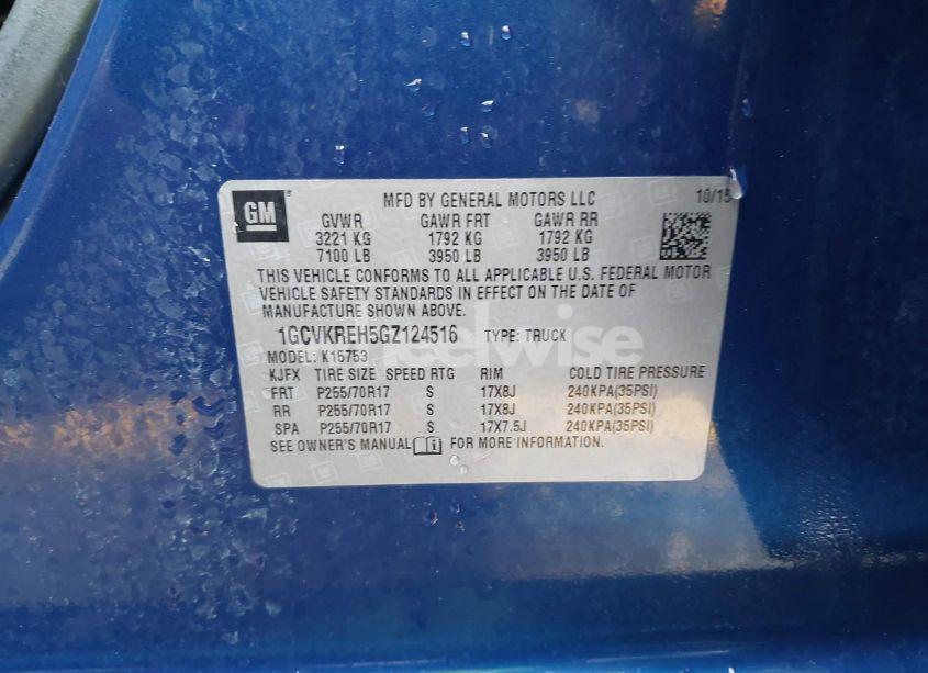 Photo 9 of 2016 Chevrolet Silverado 1500 LT (VIN 1GCVKREH5GZ124516)