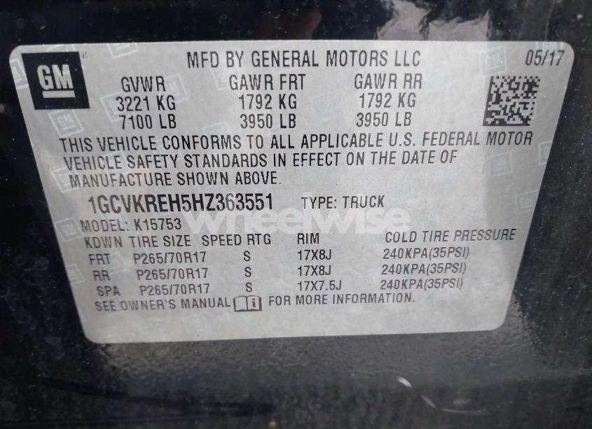 Photo 9 of 2017 Chevrolet Silverado 1500 1LT (VIN 1GCVKREH5HZ363551)