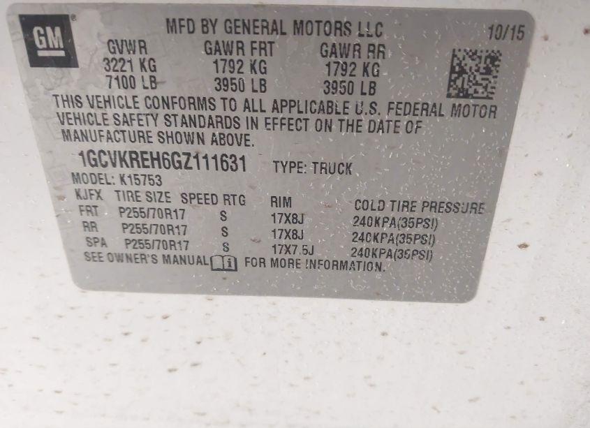 Photo 9 of 2016 Chevrolet Silverado 1500 1LT (VIN 1GCVKREH6GZ111631)