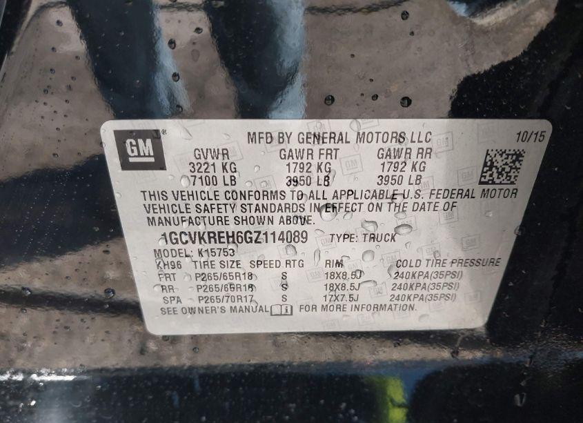 Photo 9 of 2016 Chevrolet Silverado 1500 1LT (VIN 1GCVKREH6GZ114089)