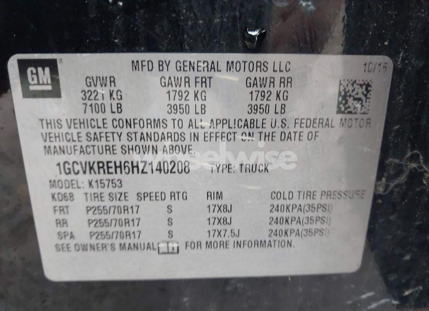 Photo 9 of 2017 Chevrolet Silverado 1500 1LT (VIN 1GCVKREH6HZ140208)