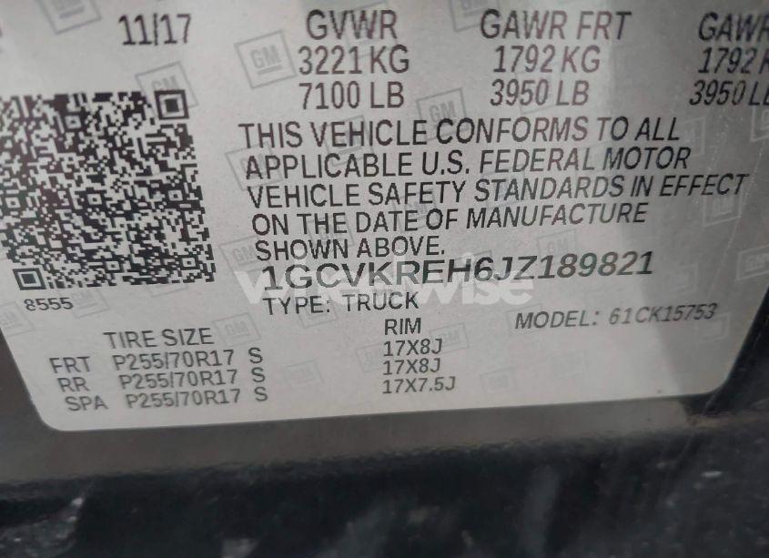 Photo 9 of 2018 Chevrolet Silverado 1500 1LT (VIN 1GCVKREH6JZ189821)