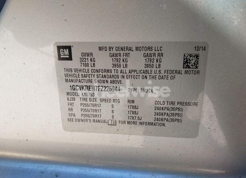 Photo 9 of 2015 Chevrolet Silverado 1500 1LT (VIN 1GCVKREH7FZ225944)