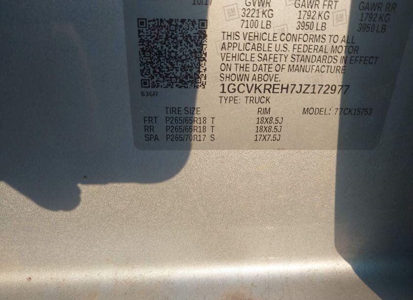 Photo 9 of 2018 Chevrolet Silverado 1500 1LT (VIN 1GCVKREH7JZ172977)