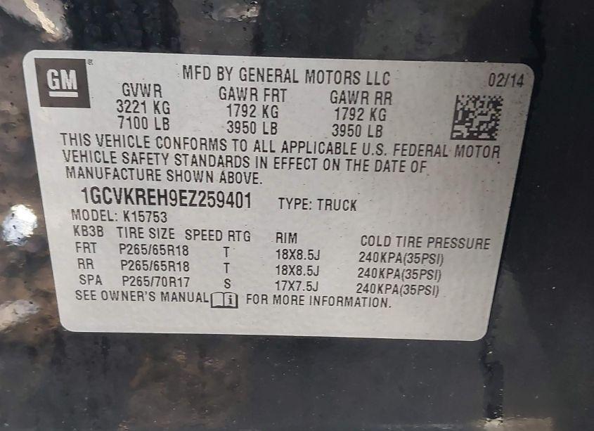 Photo 9 of 2014 Chevrolet Silverado 1500 1LT (VIN 1GCVKREH9EZ259401)