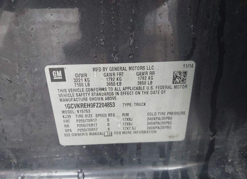 Photo 9 of 2015 Chevrolet Silverado 1500 1LT (VIN 1GCVKREH9FZ204853)