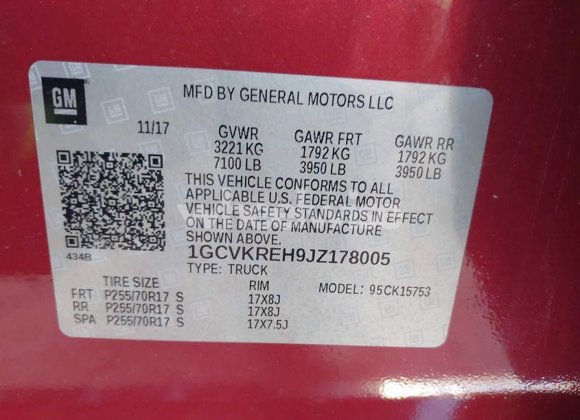 Photo 9 of 2018 Chevrolet Silverado 1500 1LT (VIN 1GCVKREH9JZ178005)