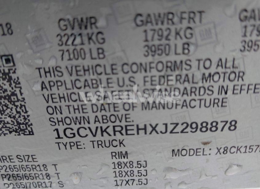 Photo 9 of 2018 Chevrolet Silverado 1500 1LT (VIN 1GCVKREHXJZ298878)