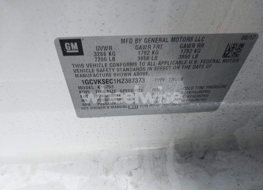 Photo 9 of 2017 Chevrolet Silverado 1500 2LZ (VIN 1GCVKSEC1HZ387373)