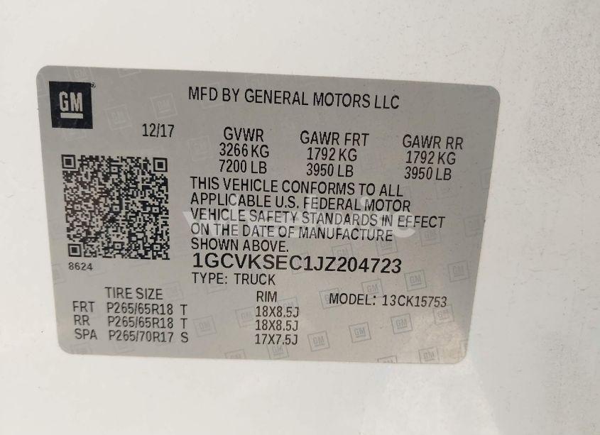 Photo 9 of 2018 Chevrolet Silverado 1500 1LZ (VIN 1GCVKSEC1JZ204723)