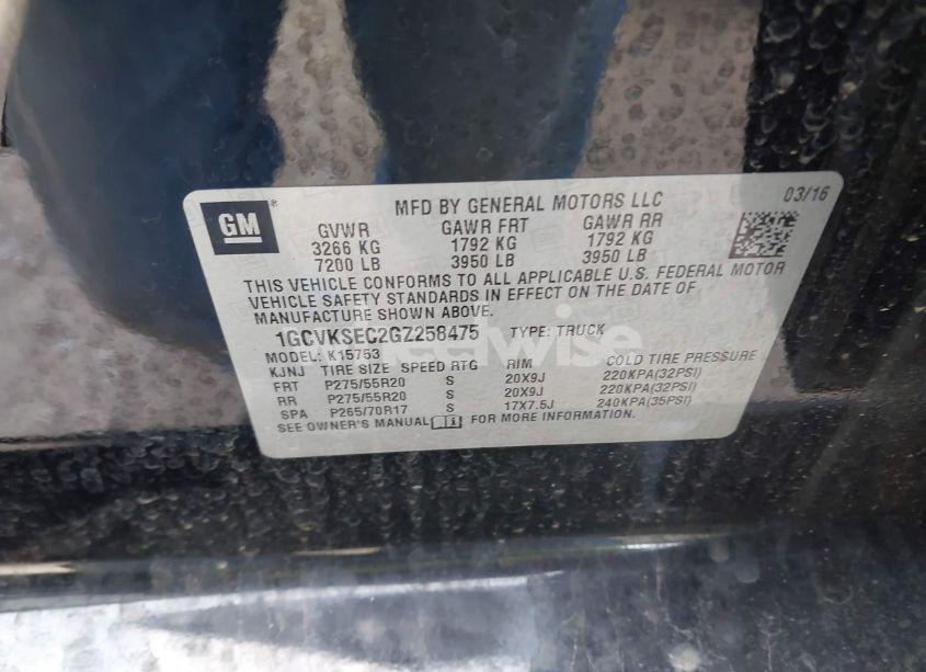 Photo 9 of 2016 Chevrolet Silverado 1500 2LZ (VIN 1GCVKSEC2GZ258475)