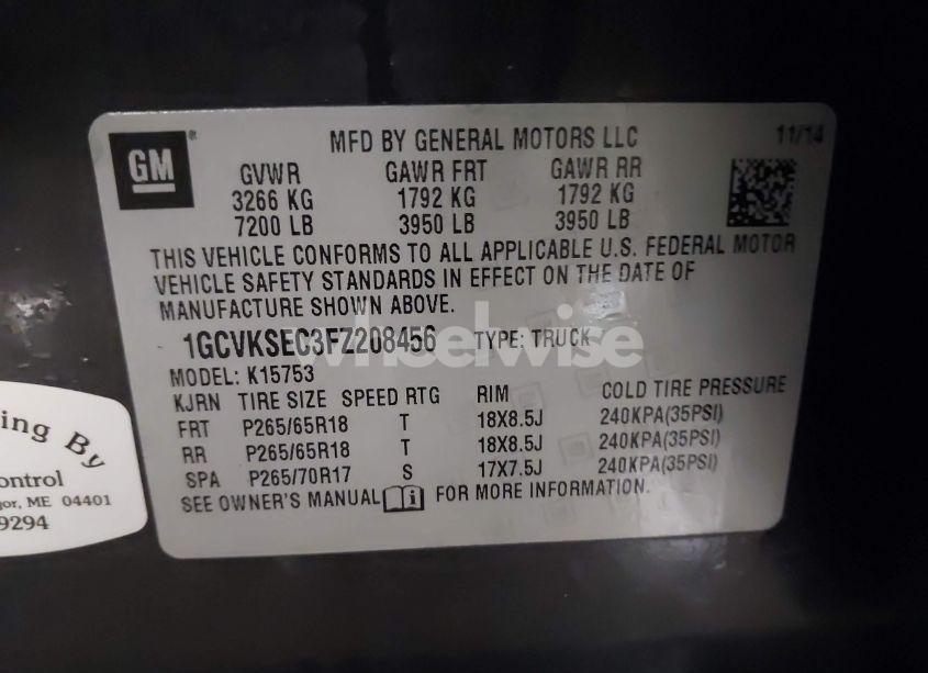 Photo 9 of 2015 Chevrolet Silverado 1500 2LZ (VIN 1GCVKSEC3FZ208456)