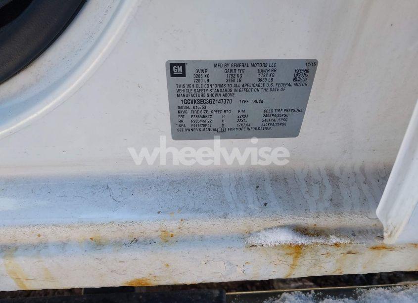 Photo 9 of 2016 Chevrolet Silverado 1500 2LZ (VIN 1GCVKSEC3GZ147370)