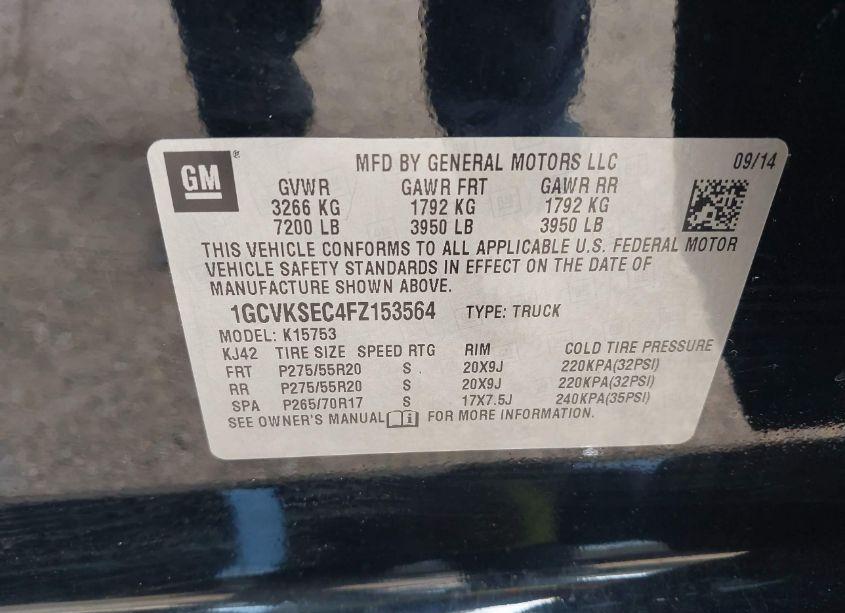 Photo 9 of 2015 Chevrolet Silverado 1500 2LZ (VIN 1GCVKSEC4FZ153564)