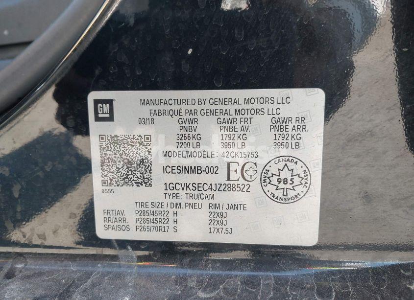 Photo 9 of 2018 Chevrolet Silverado 1500 1LZ/2LZ (VIN 1GCVKSEC4JZ288522)