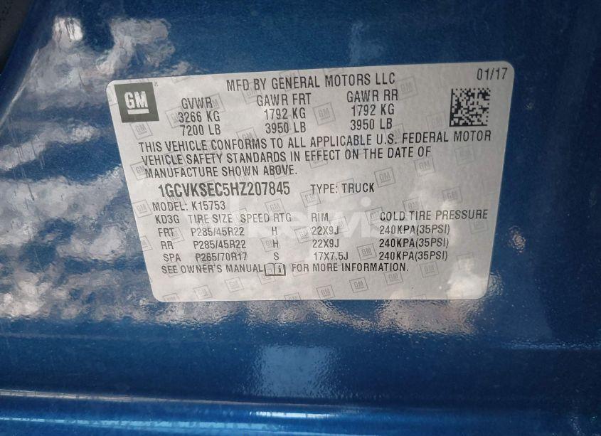 Photo 9 of 2017 Chevrolet Silverado 1500 2LZ (VIN 1GCVKSEC5HZ207845)