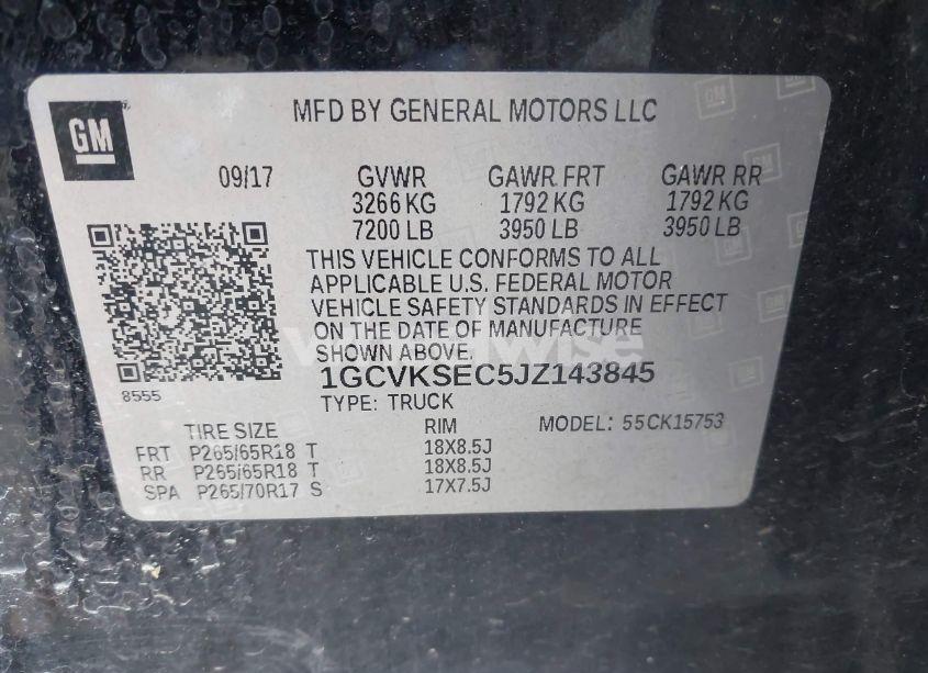Photo 9 of 2018 Chevrolet Silverado 1500 2LZ (VIN 1GCVKSEC5JZ143845)