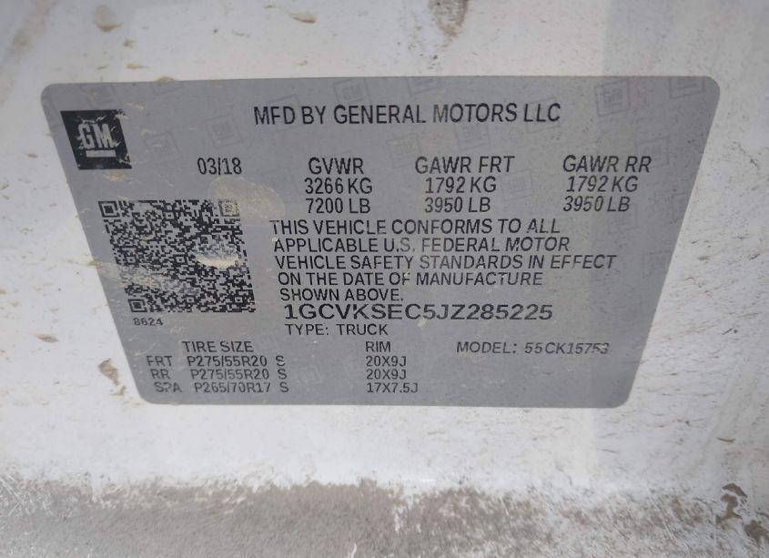 Photo 9 of 2018 Chevrolet Silverado 1500 1LZ (VIN 1GCVKSEC5JZ285225)