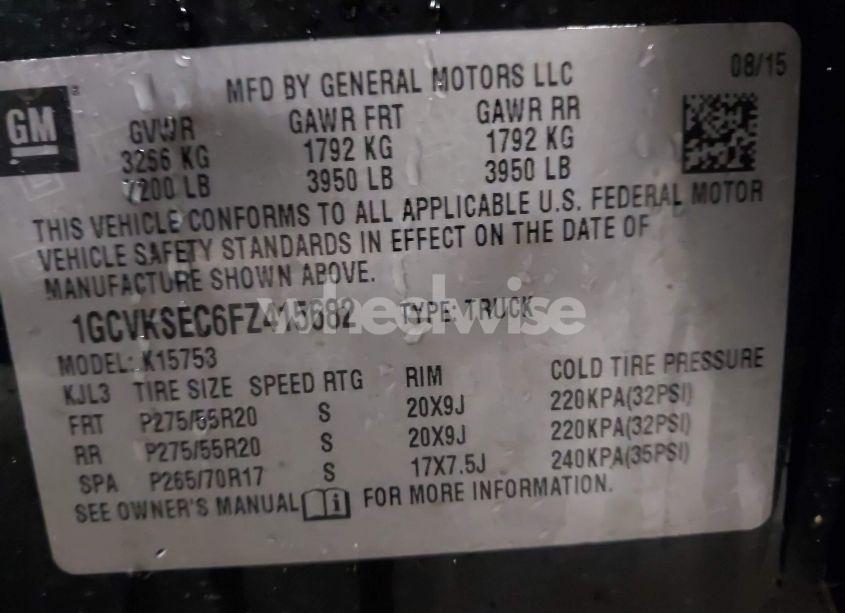 Photo 9 of 2015 Chevrolet Silverado 1500 1LZ (VIN 1GCVKSEC6FZ415682)