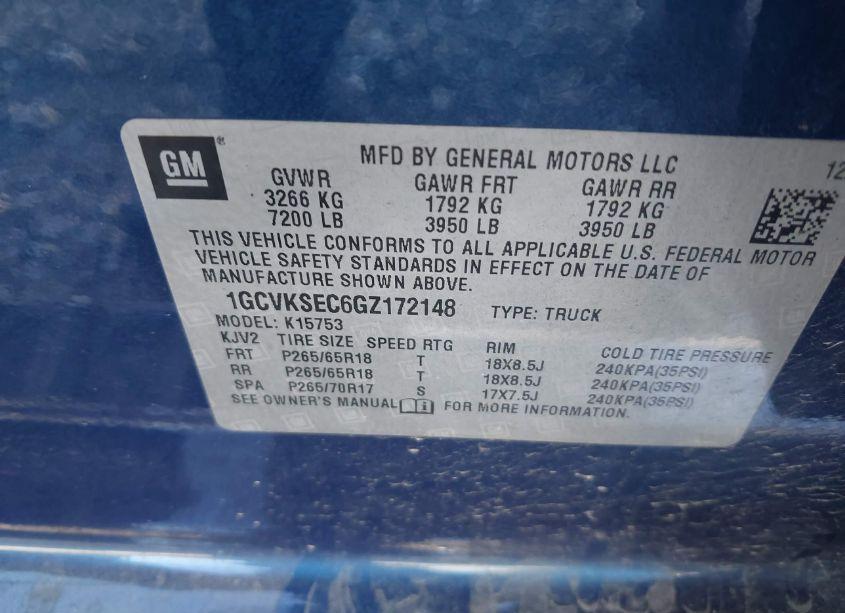 Photo 9 of 2016 Chevrolet Silverado 1500 2LZ (VIN 1GCVKSEC6GZ172148)