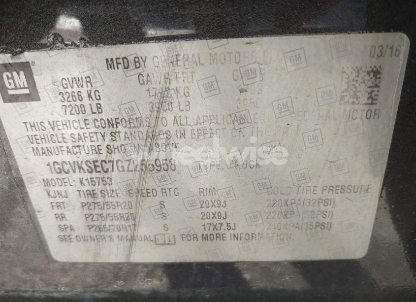 Photo 9 of 2016 Chevrolet Silverado 1500 2LZ (VIN 1GCVKSEC7GZ255958)